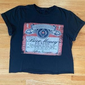 Vintage cropped beer tee, size medium